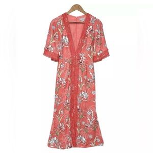 Finders Keepers Floral Kimono Style Deep V Neck Dress